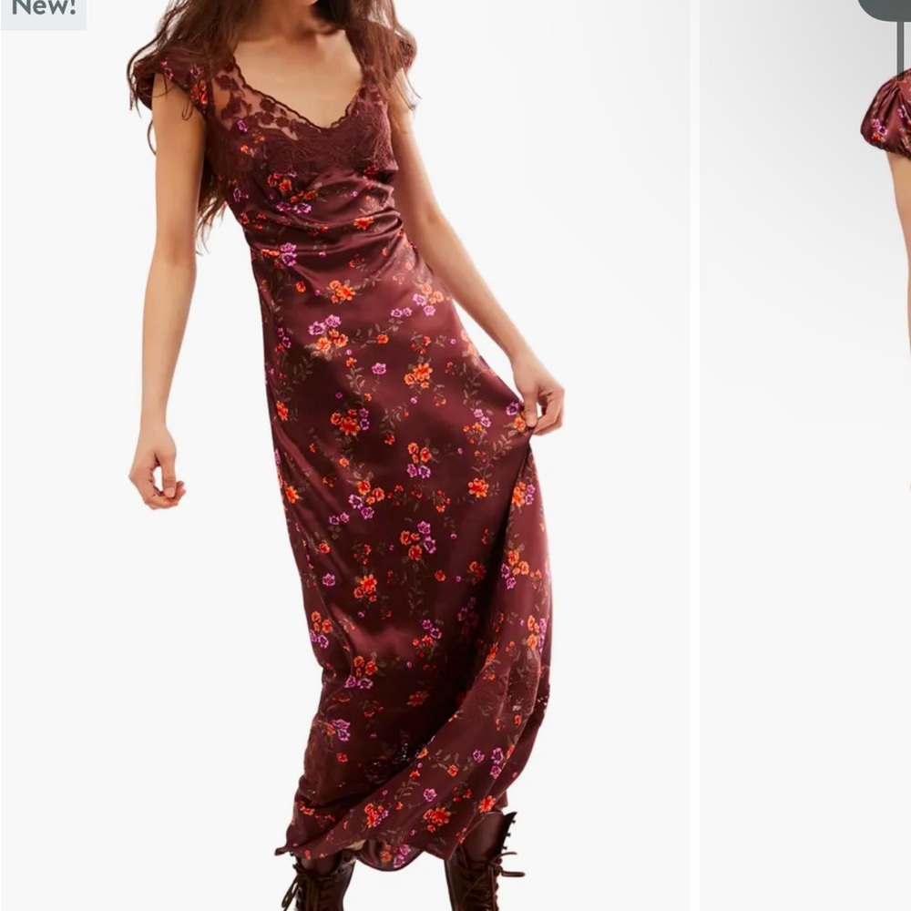 Free People Burgundy Floral Dress